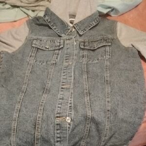 Blue and Gray Jean Jacket with Classic Denim Styling